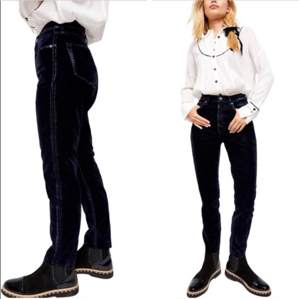 Free People high waisted velvety skinny jean